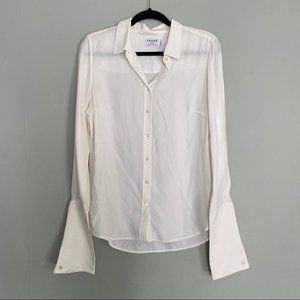 Frame Silk Button Down Shirt in White Blanc size Medium